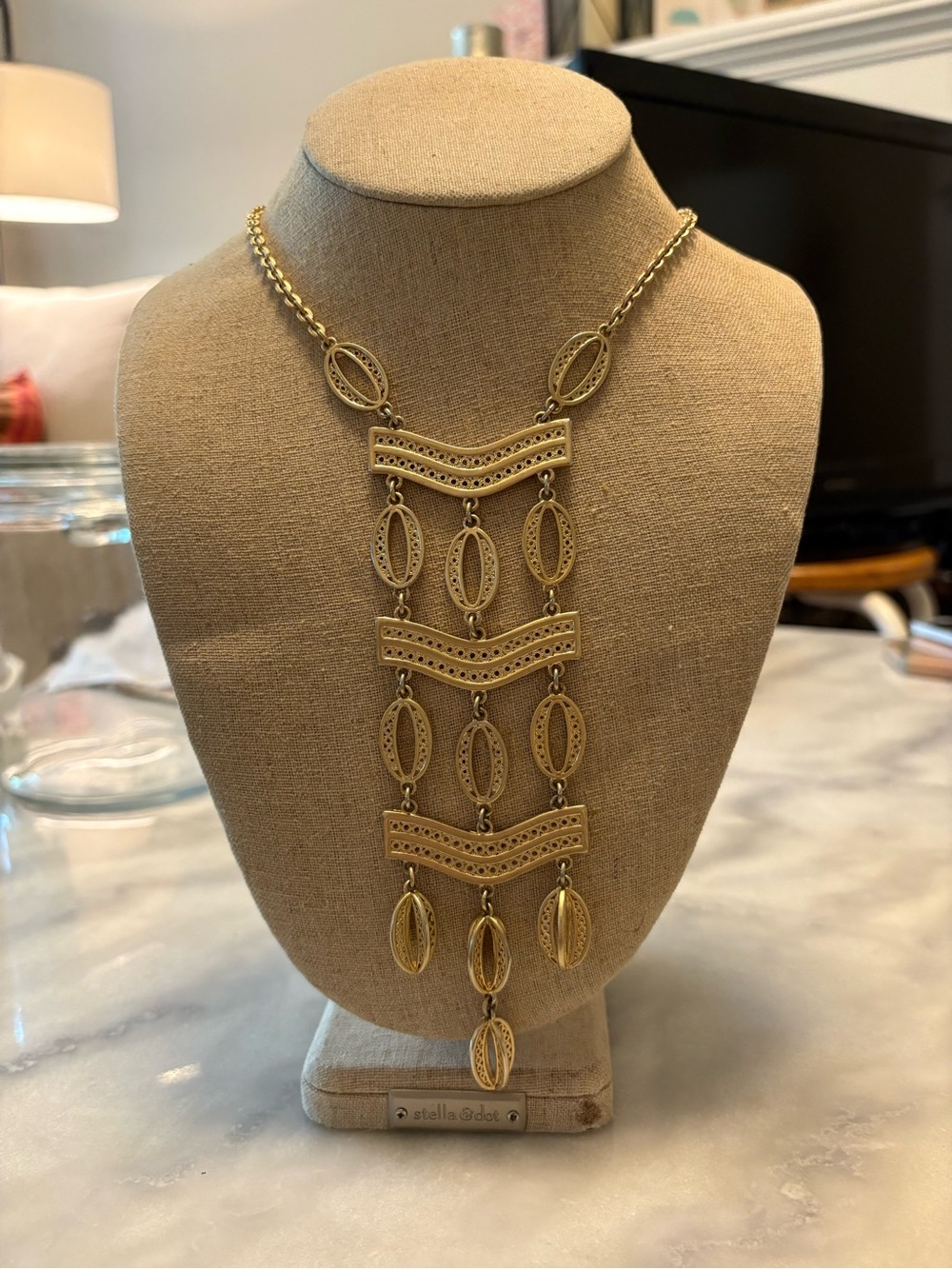 Stella & Dot Gold Multi-Link Drop Necklace